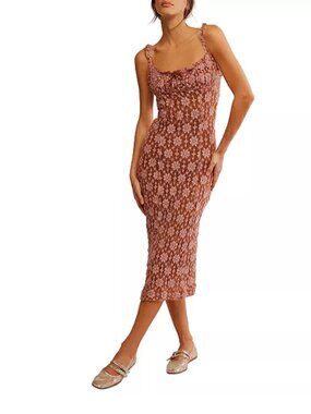 Free People Lucinda Lace Floral Midi Dress Size XS